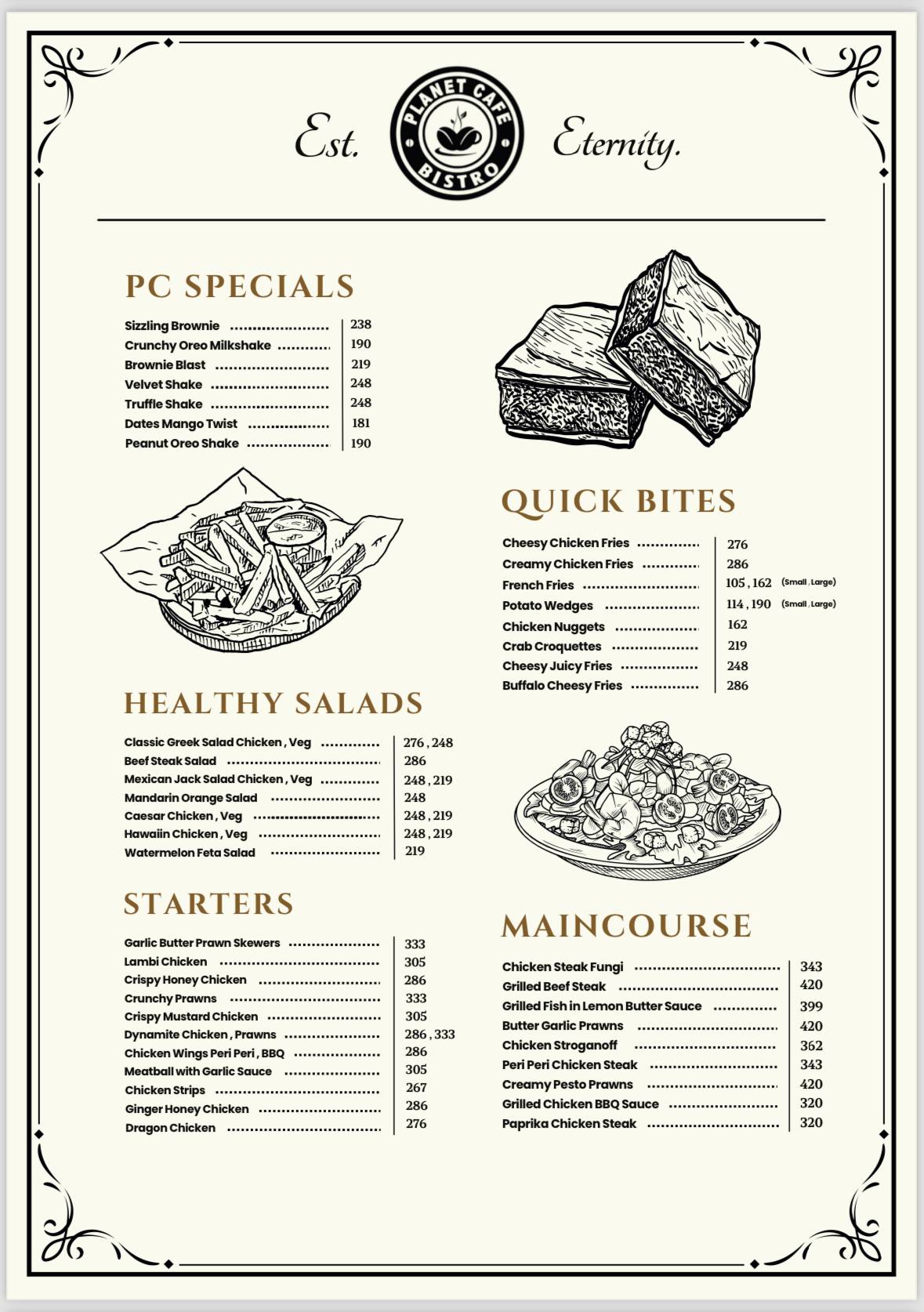 Planet Cafe Manjeri menu
