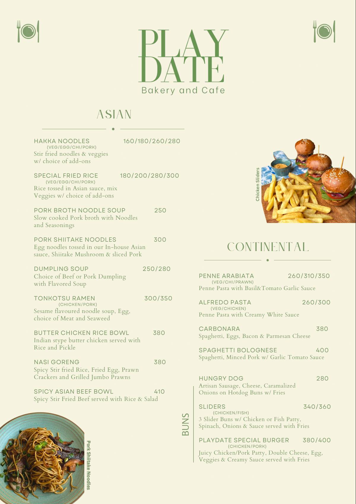 Playdate-Playarea&Cafe menu