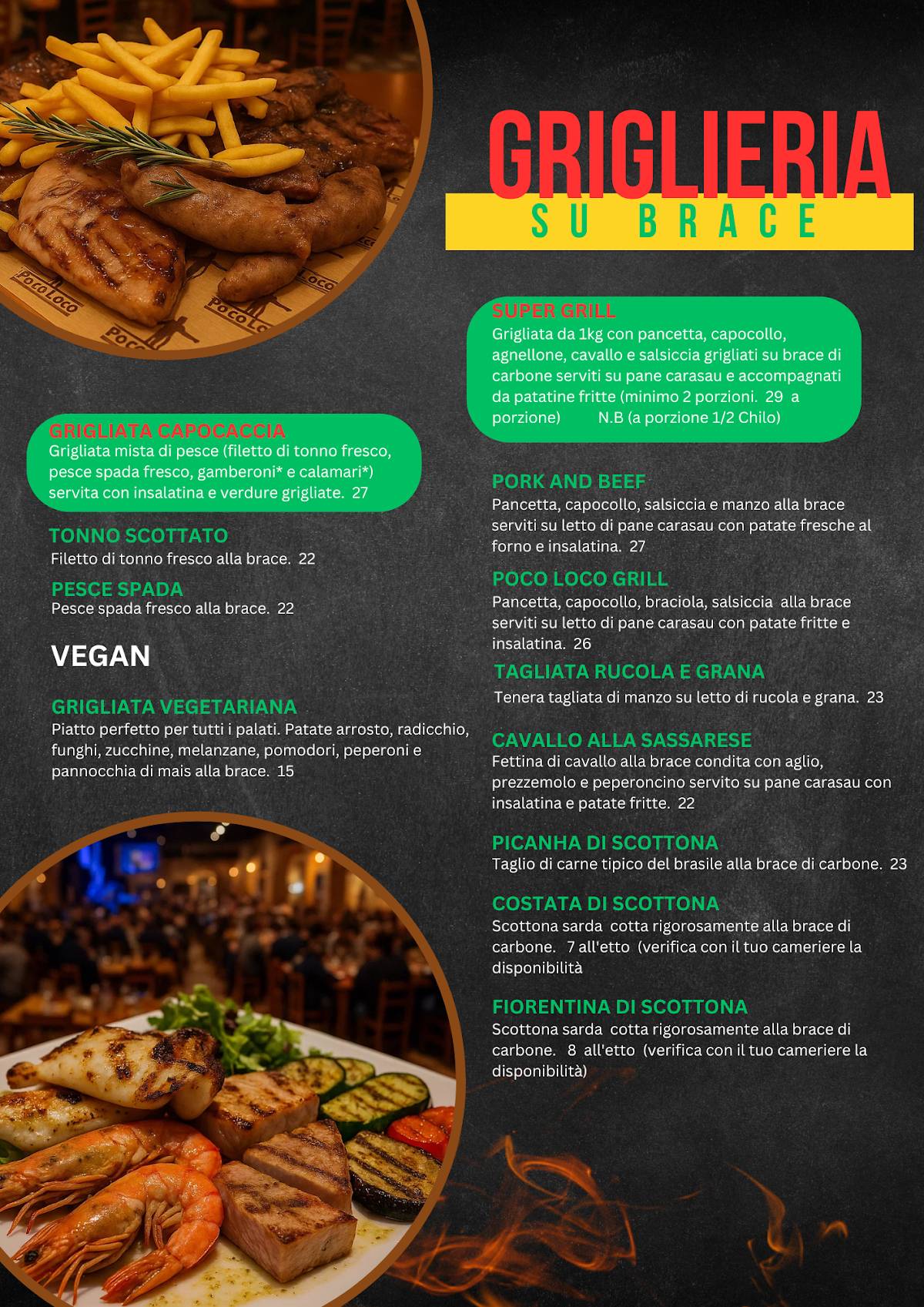Menu di Poco Loco Alghero 