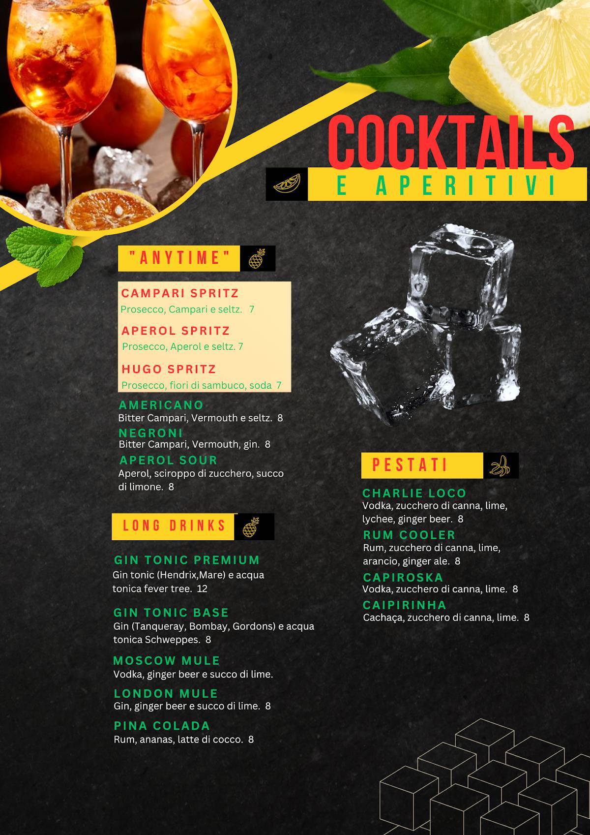 Menu di Poco Loco Alghero 