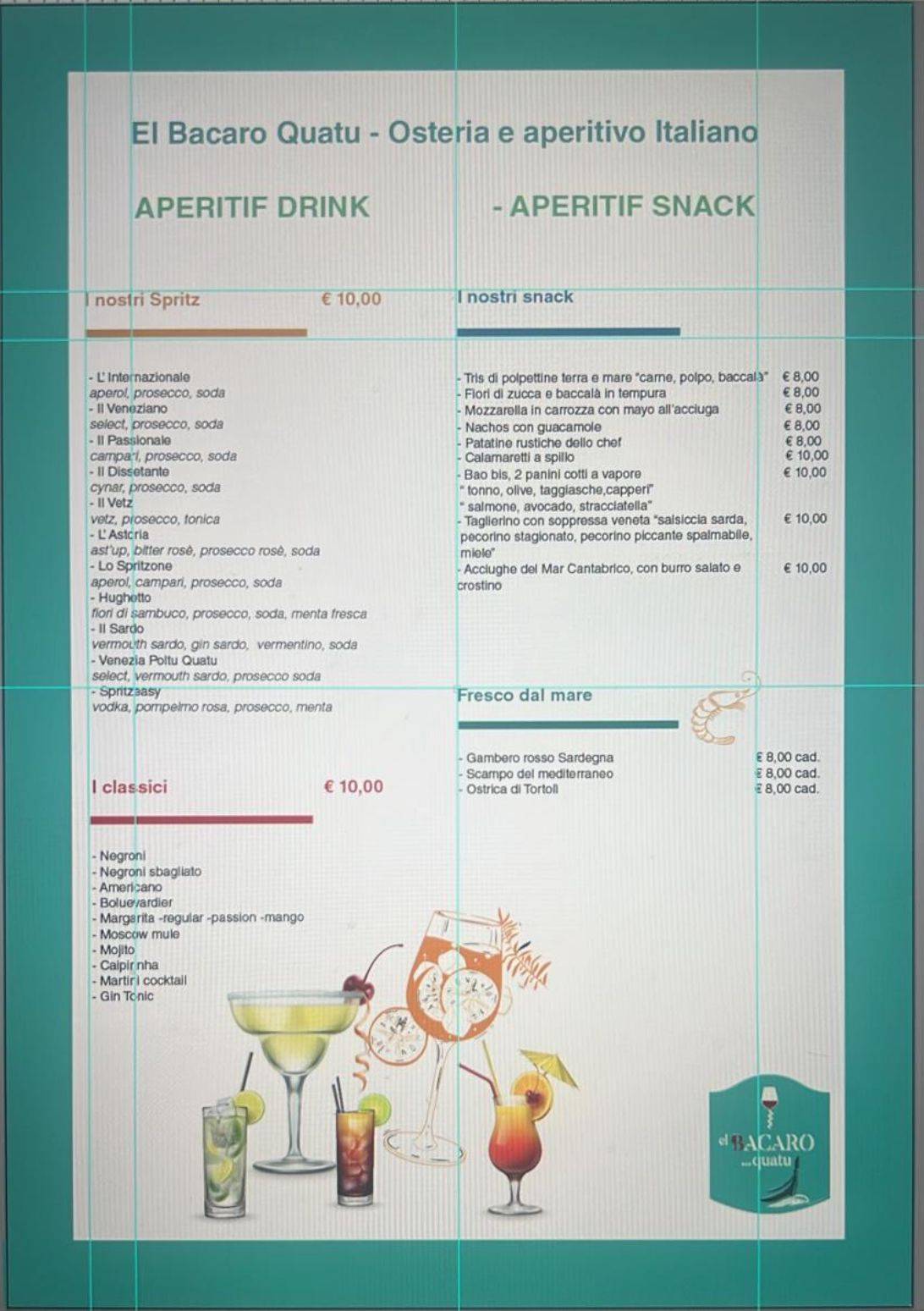 Menu di El Bacaro Quatu 