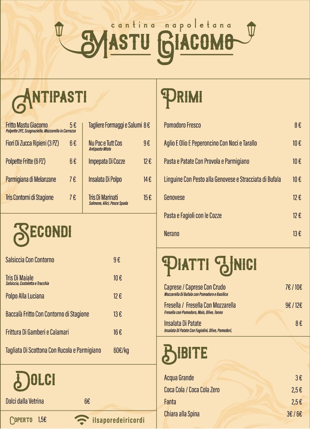 Menu di Portici Mastu Giacomo 