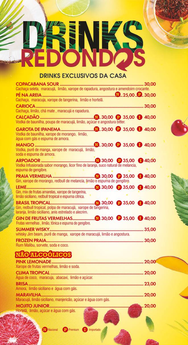 Praia Skol Copacabana cardápio