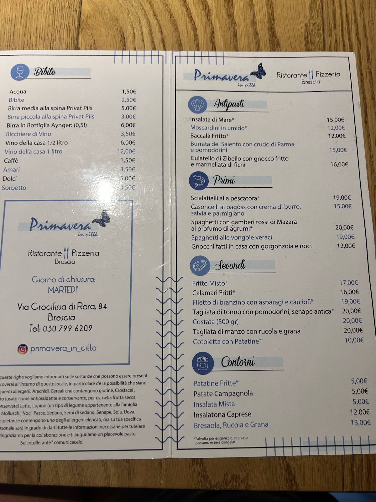 Menu di Primavera In Città 