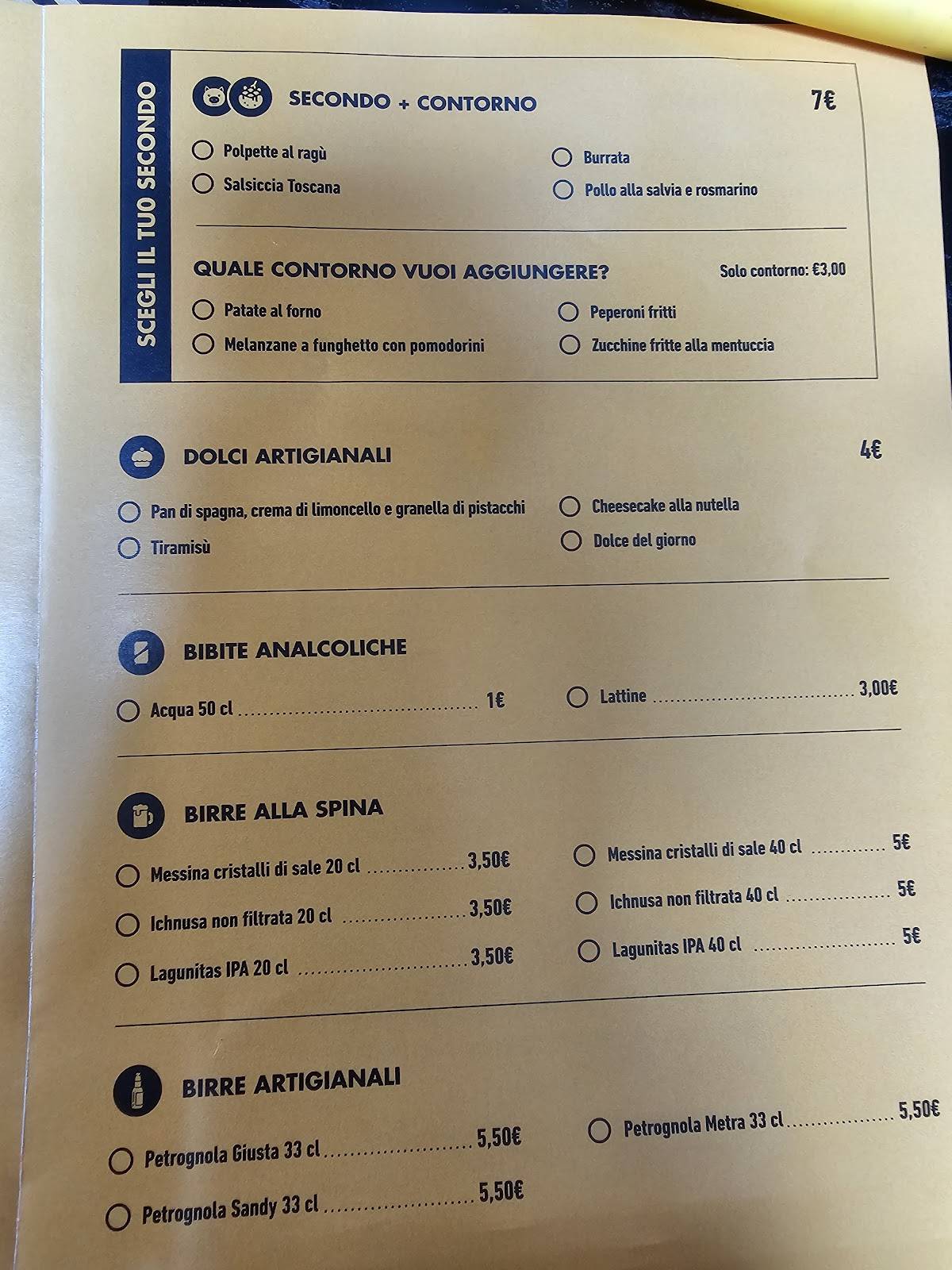 Menu di Primo - Pasta & Street Food Pisa 