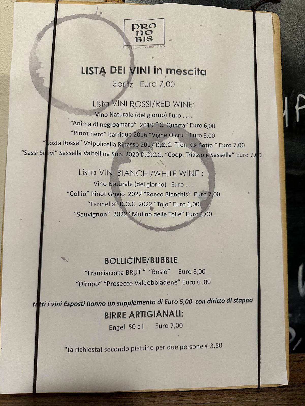 Menu di Pronobis 