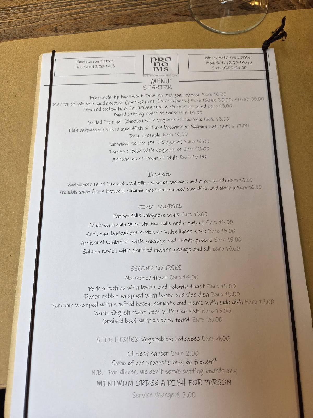 Menu de Pronobis