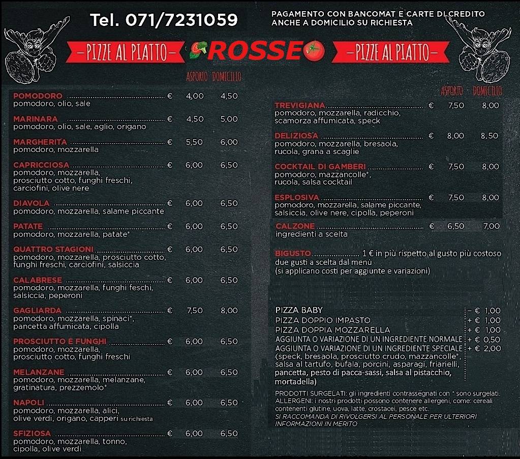 Menu di Pronto Pizza 