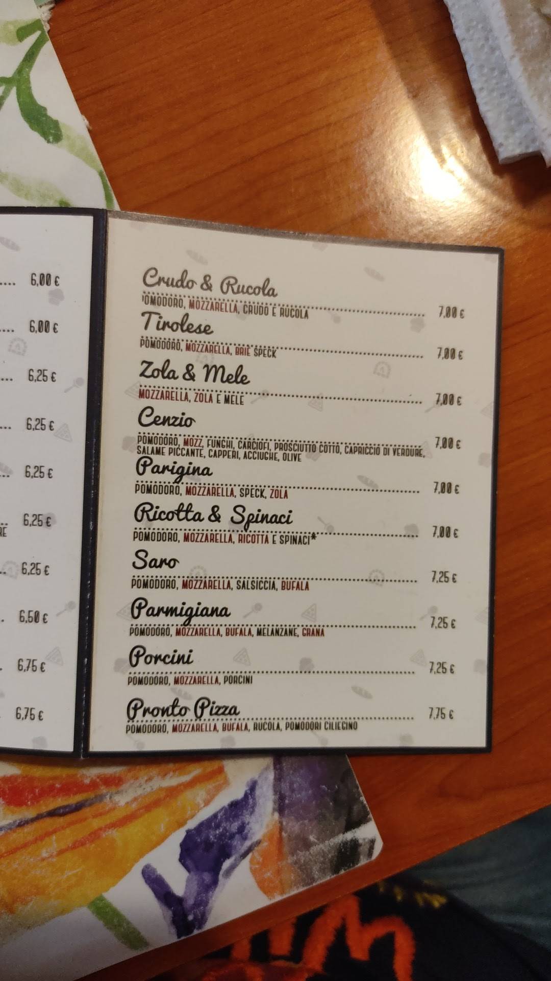 Menu di Pronto Pizza 