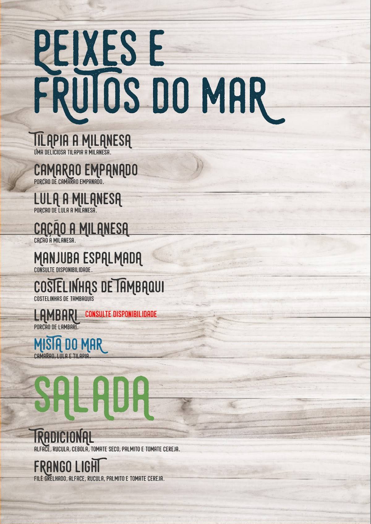 Boteco Capitão Tavares cardápio