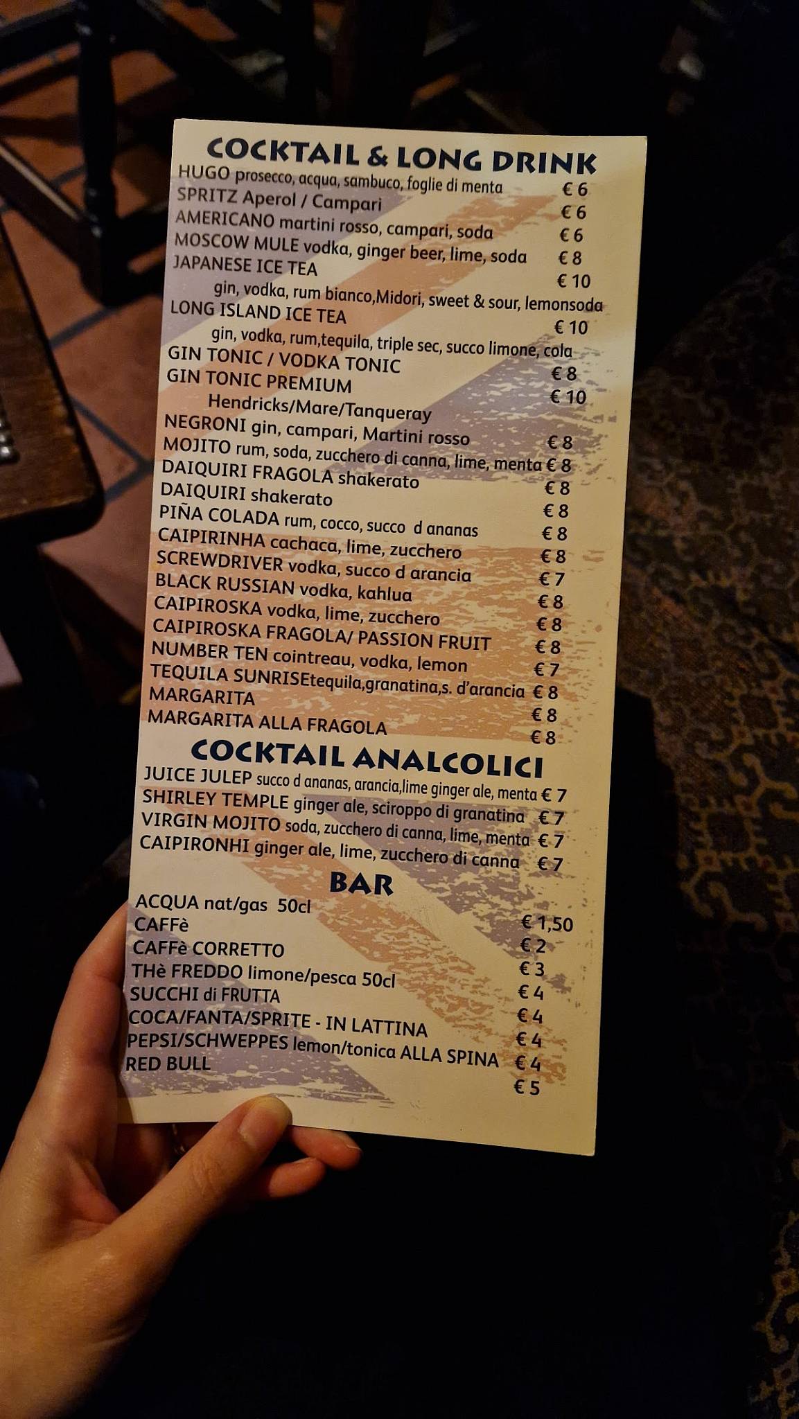 Menu di Pub Number Ten 