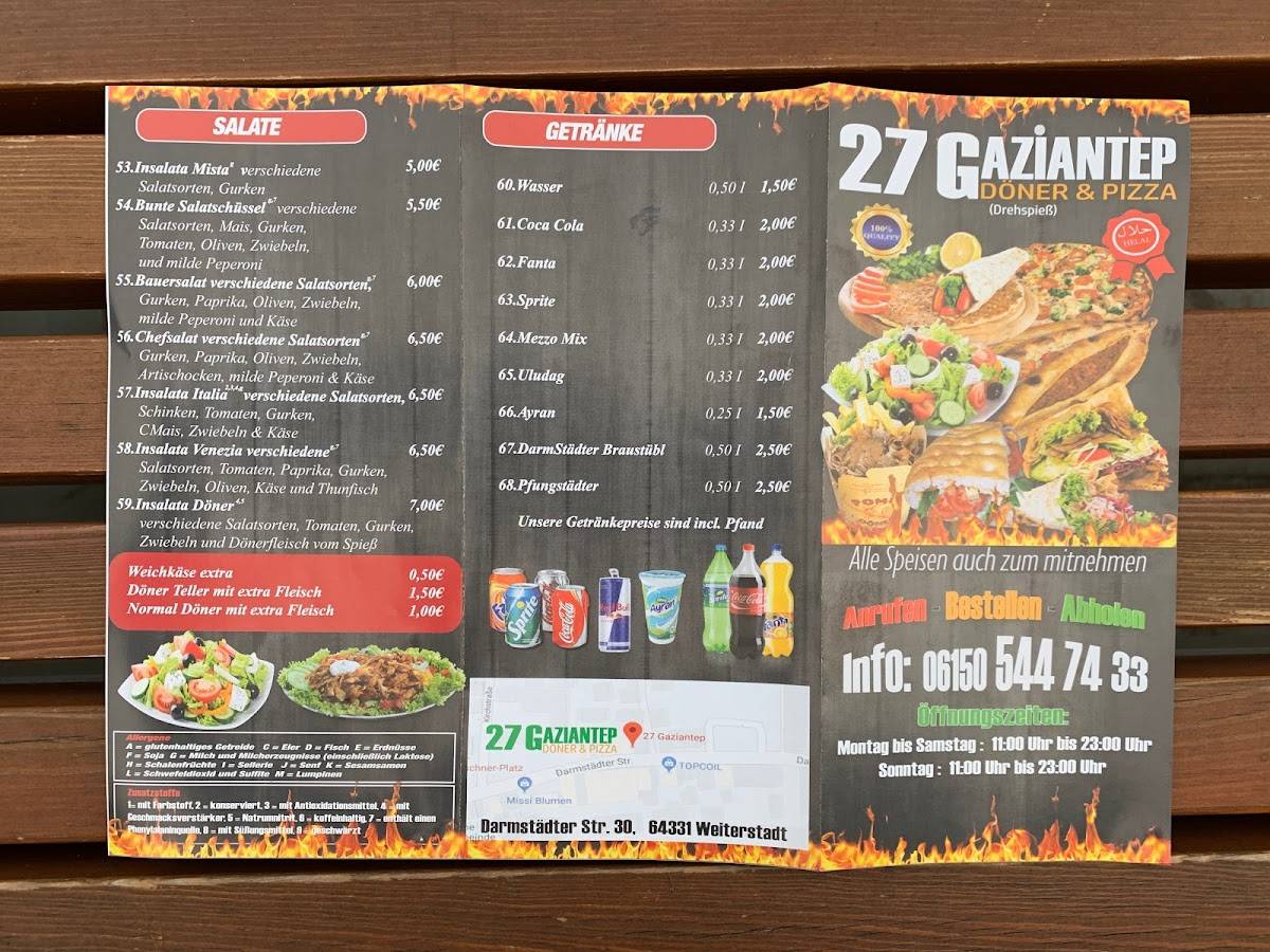 Speisekarte von 27 Gaziantep pub & Bar, Weiterstadt