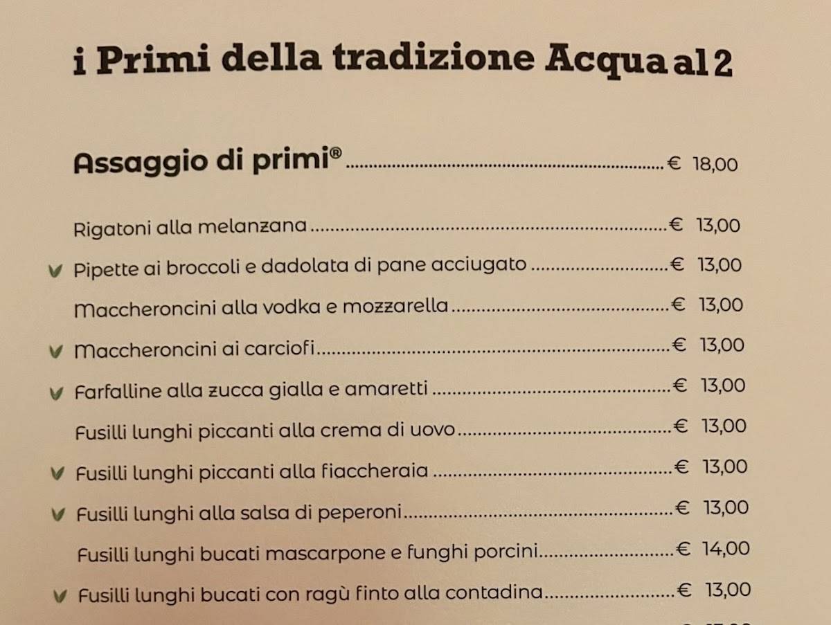 Menu di Acqua Al 2 