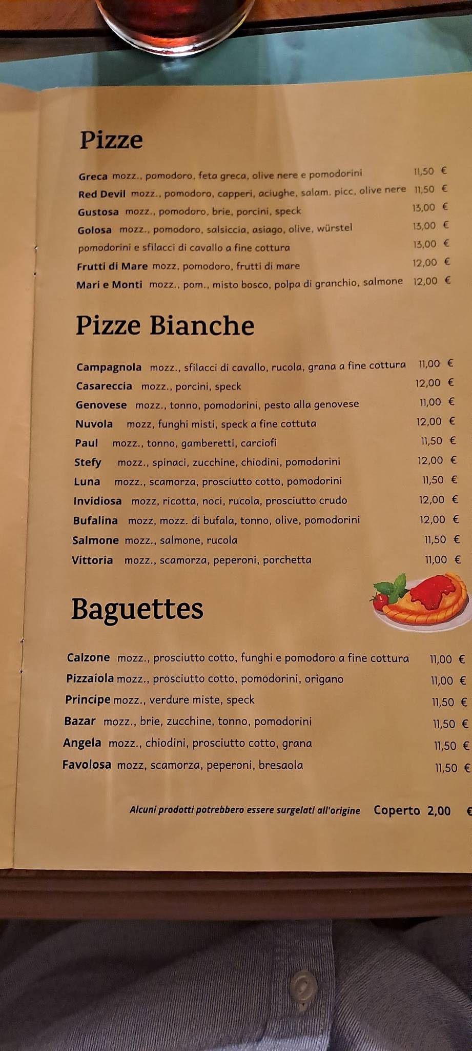 Menu di Al Pioniere 