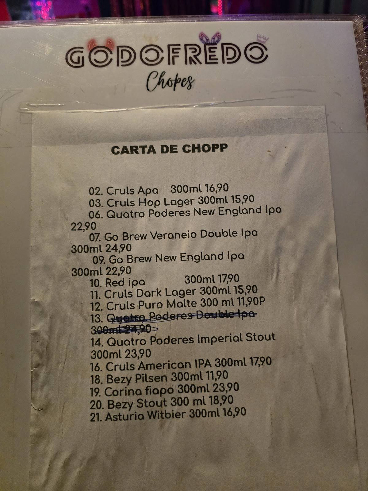 Bar Godofredo cardápio