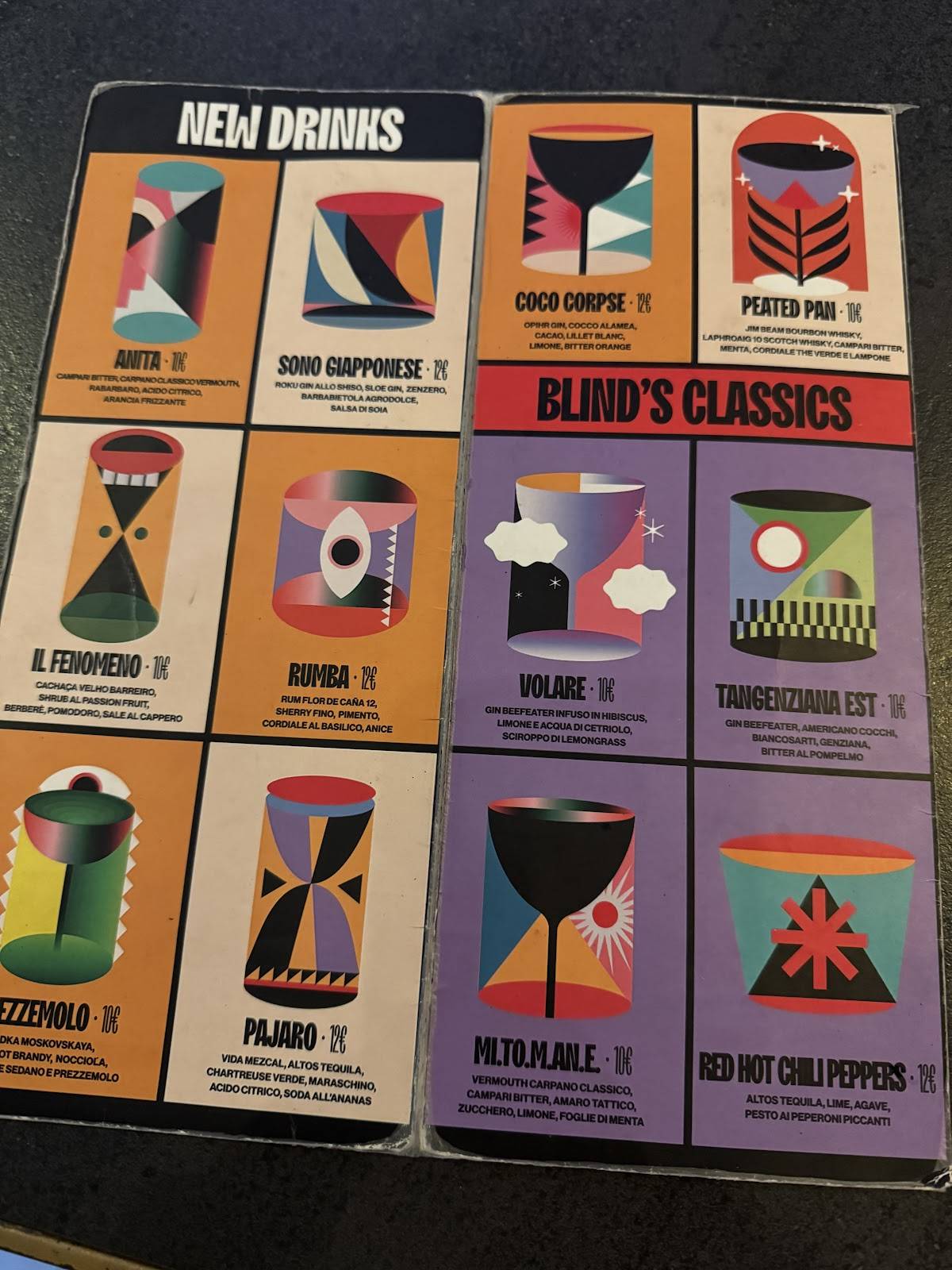 Menu di Blind Pig 