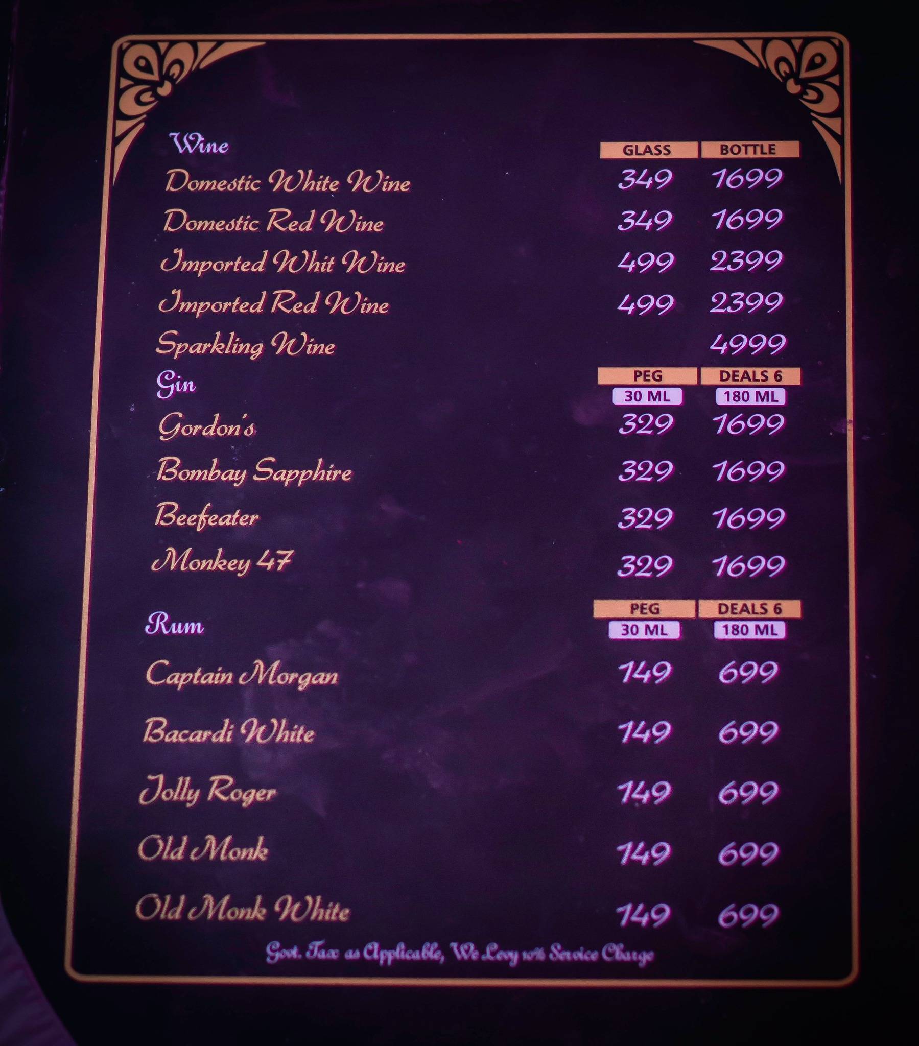 Boogie Woogie Cafe & Bar menu