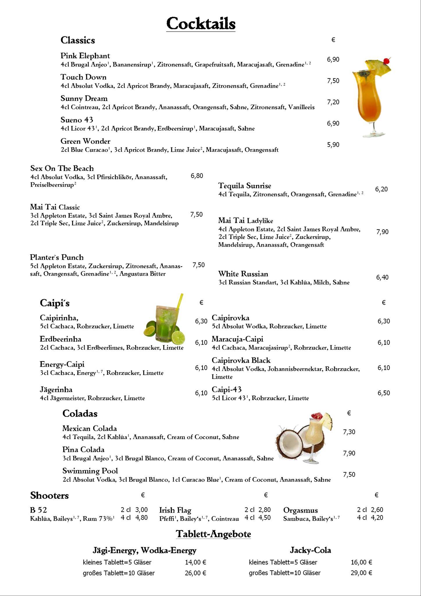 Menu de Butler's Café - Restaurant - Bar