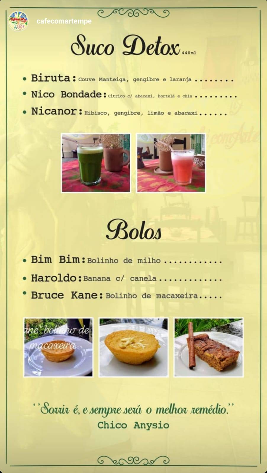 Café com Arte Maranguape cardápio