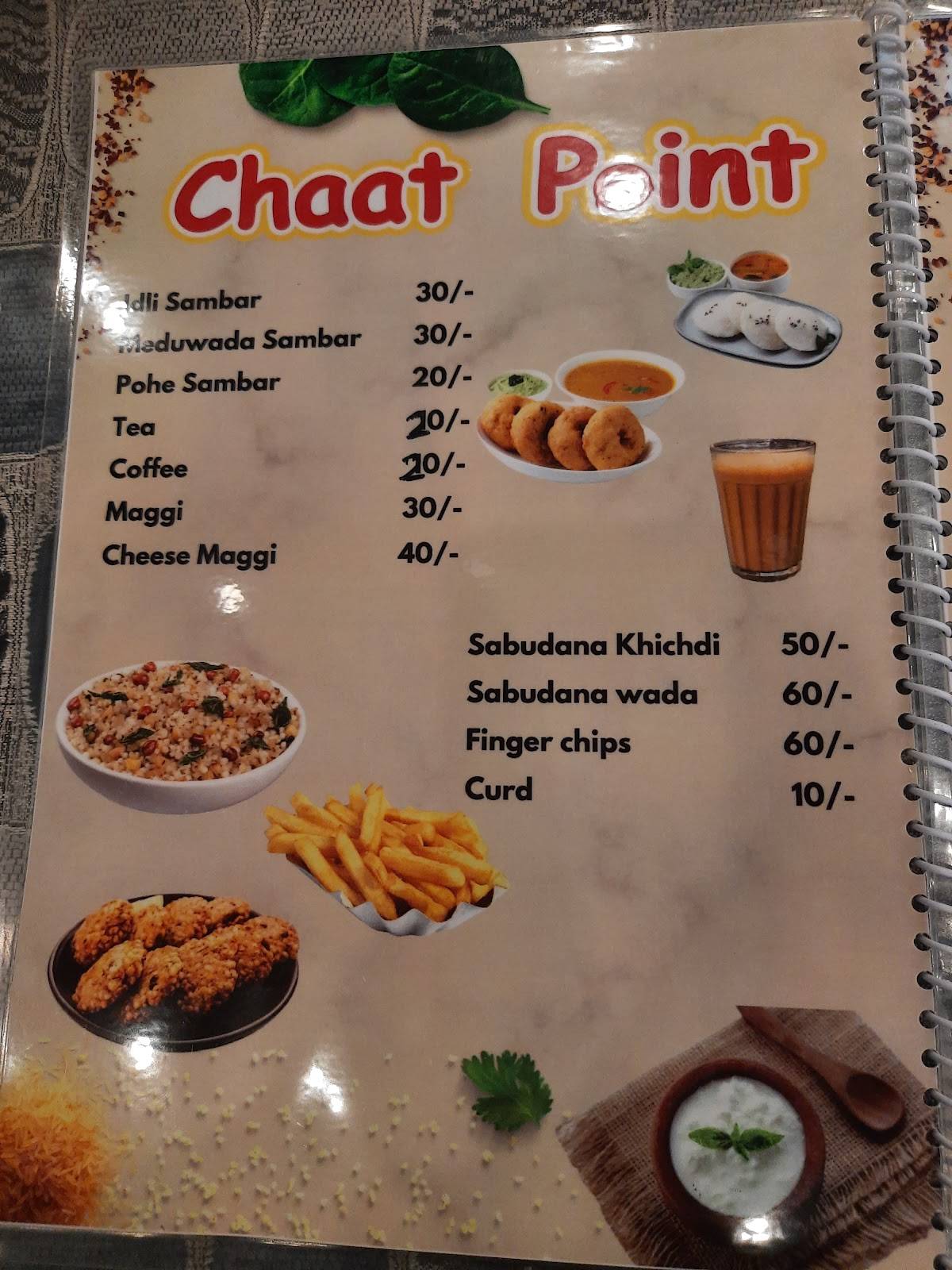 Chaat point menu