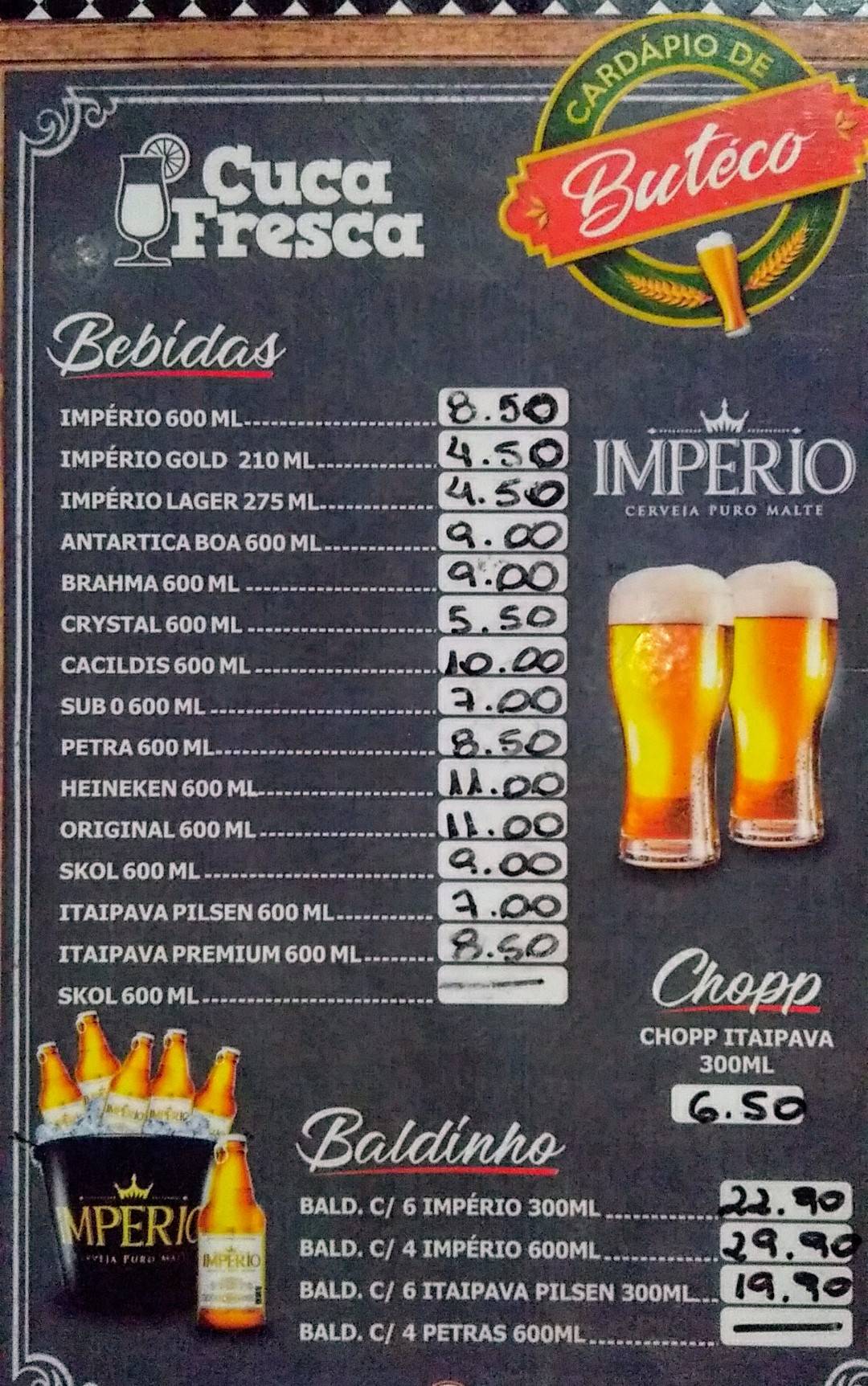 Cuca Fresca cardápio