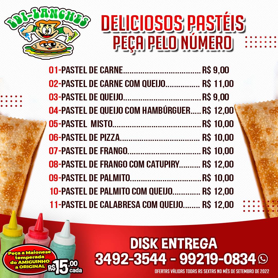 Edi lanches cardápio