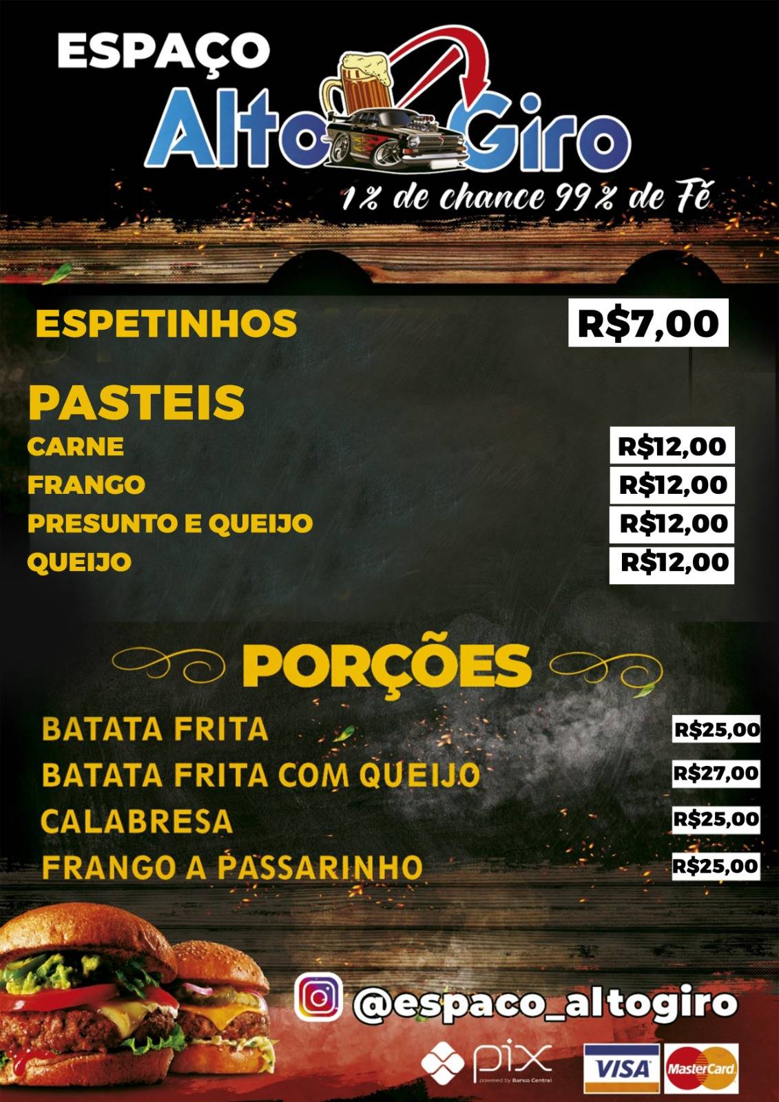 Espaço Alto Giro Lounge Sinuca cardápio