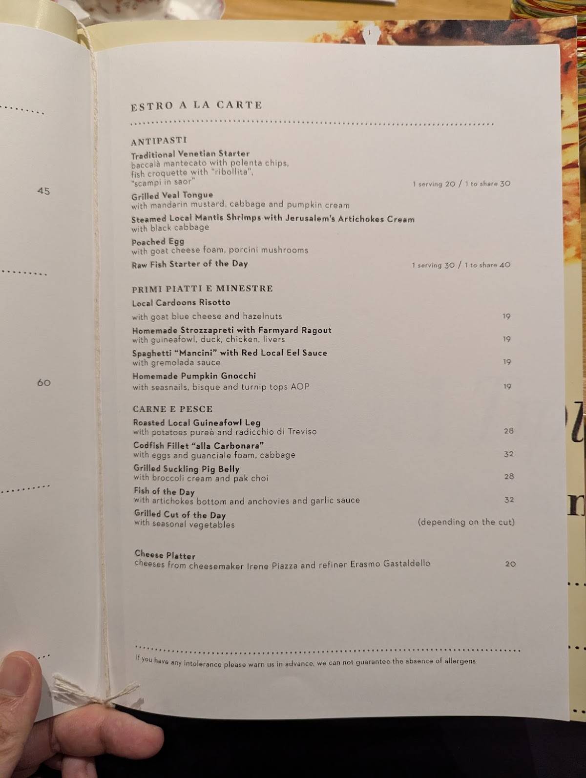 Menu di Estro 