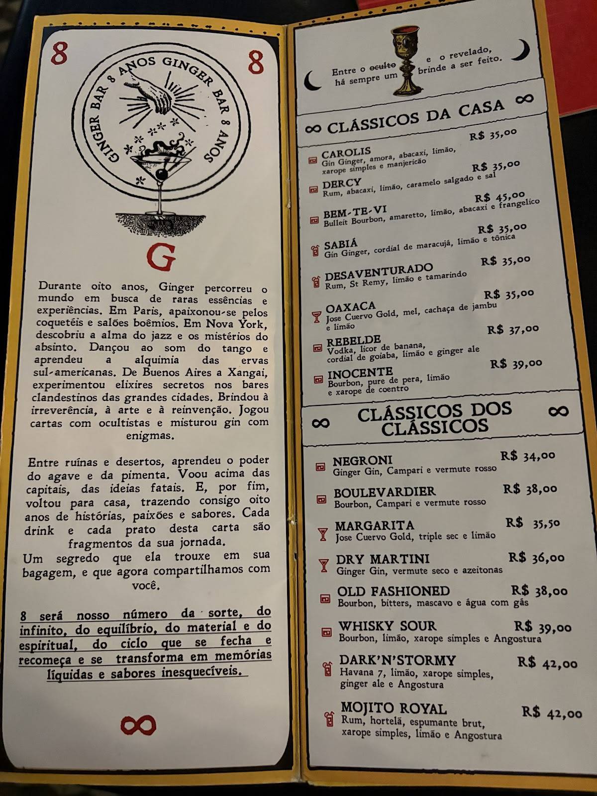 Ginger Bar-Bistrô cardápio