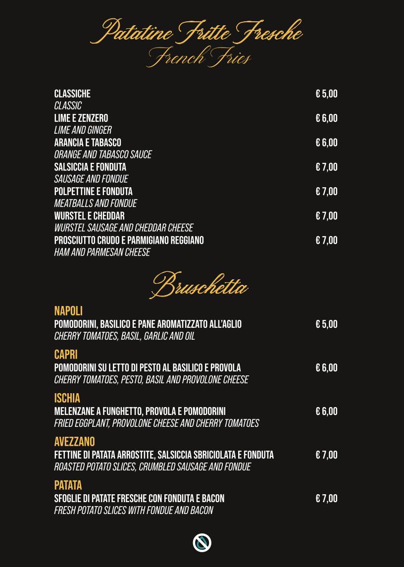 Menu di H2NO 