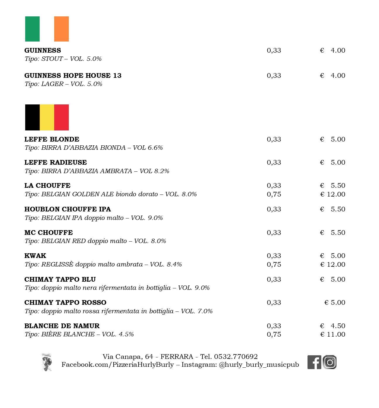 Menu di Hurly Burly 