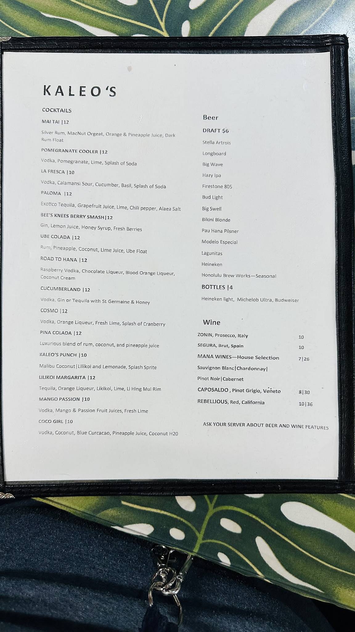 Menu at Kaleo's Bar and Grill, Orchidlands Estates