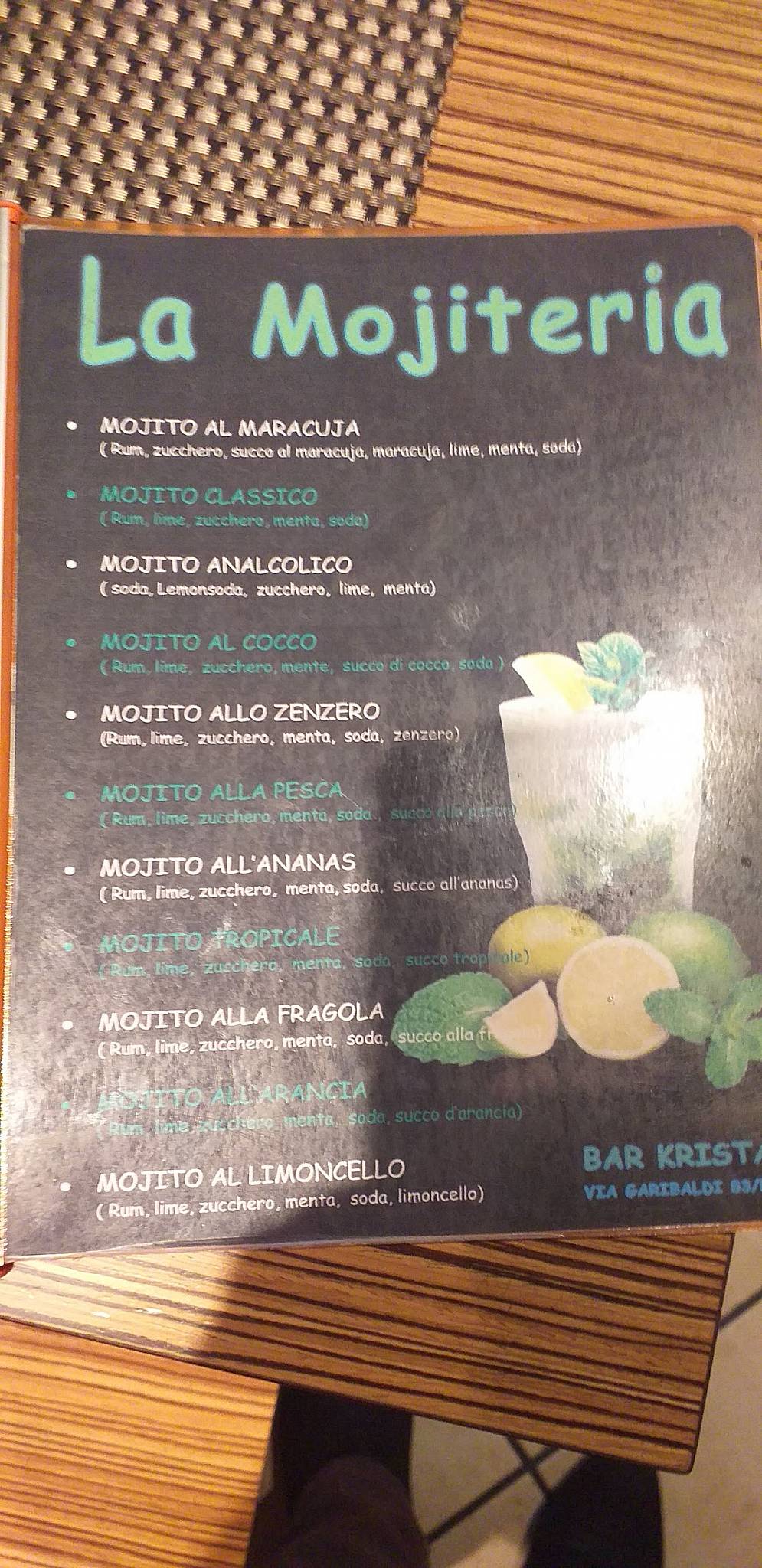 Menu di Bar Kristall 