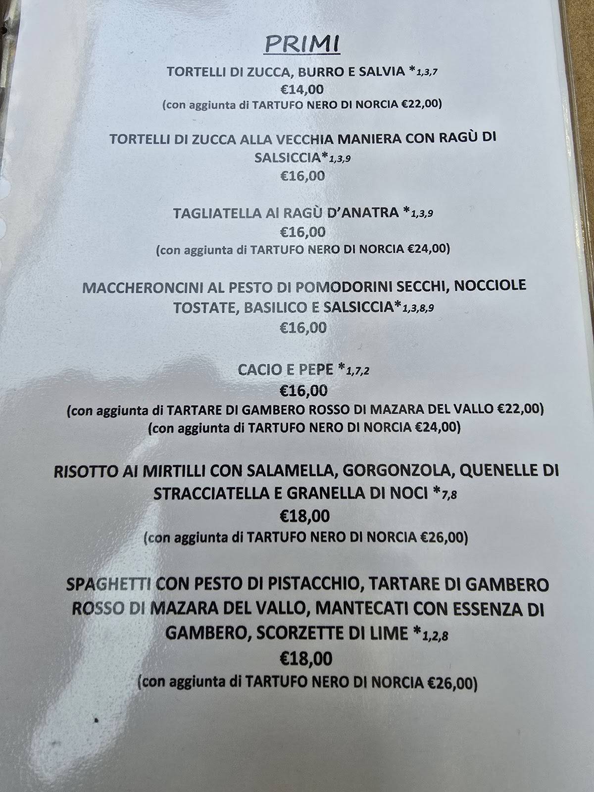 Menu di La Bottega dello Speziale 