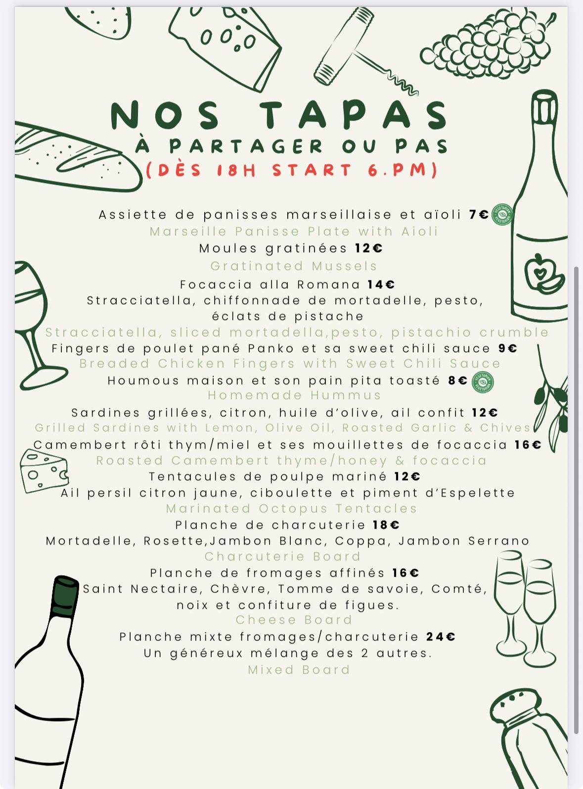 Menu de Le Pointu