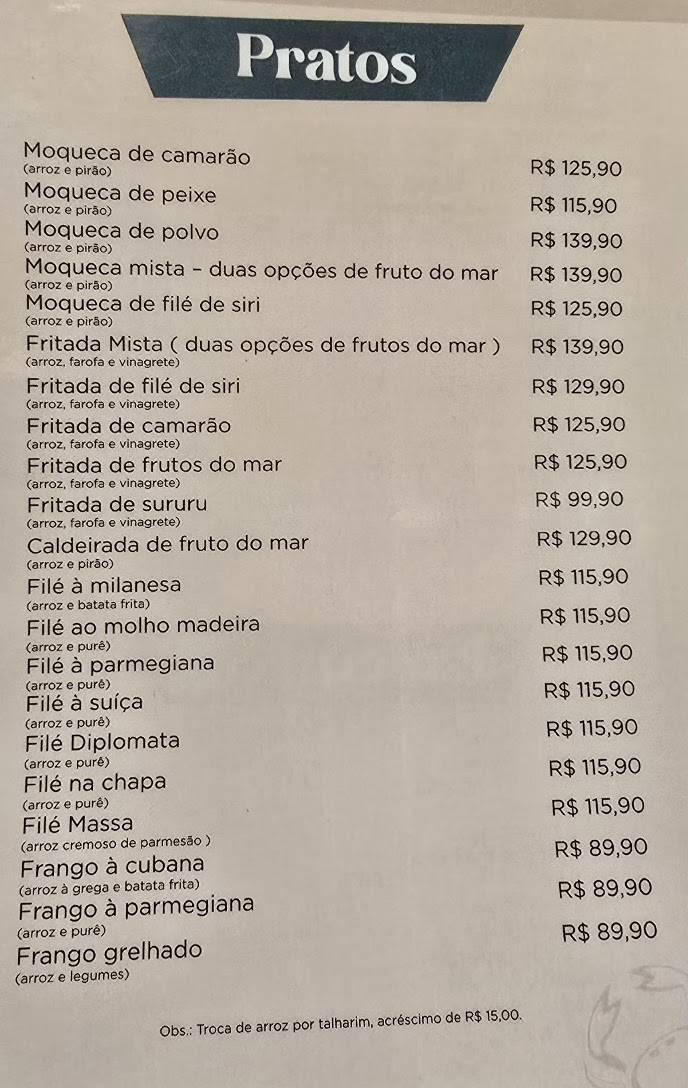 Massagueirinha Ponta Verde cardápio