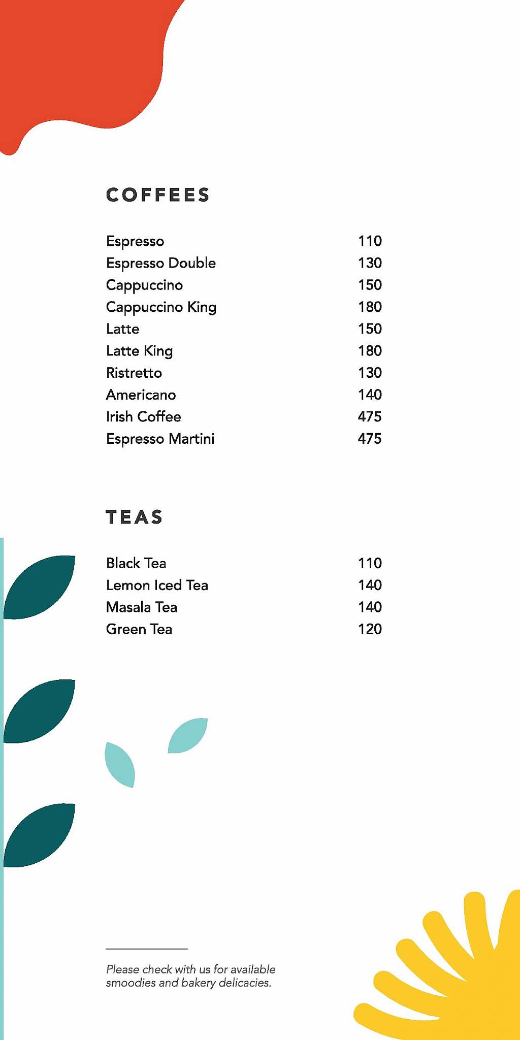 Millennials menu