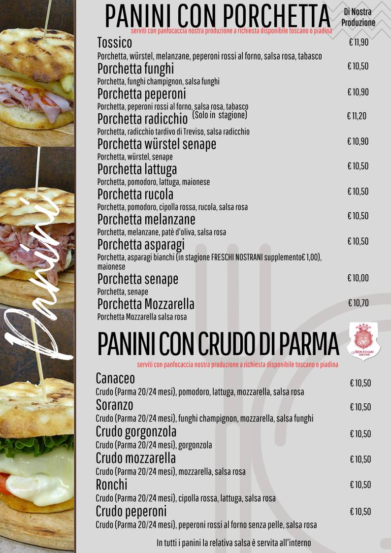 Menu di Napoleon Pub paninoteca 