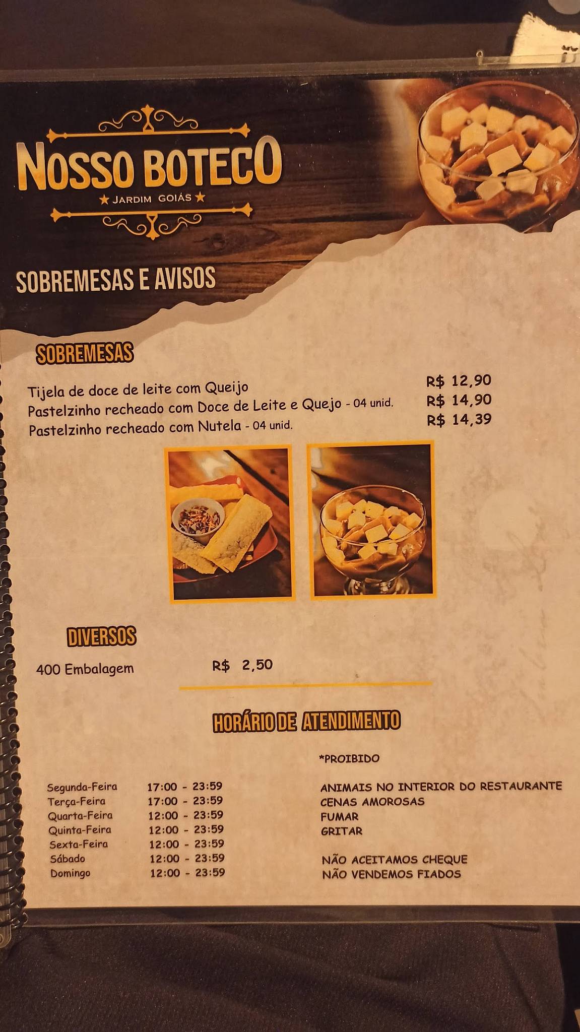 Nosso Boteco Jardim Goiás cardápio