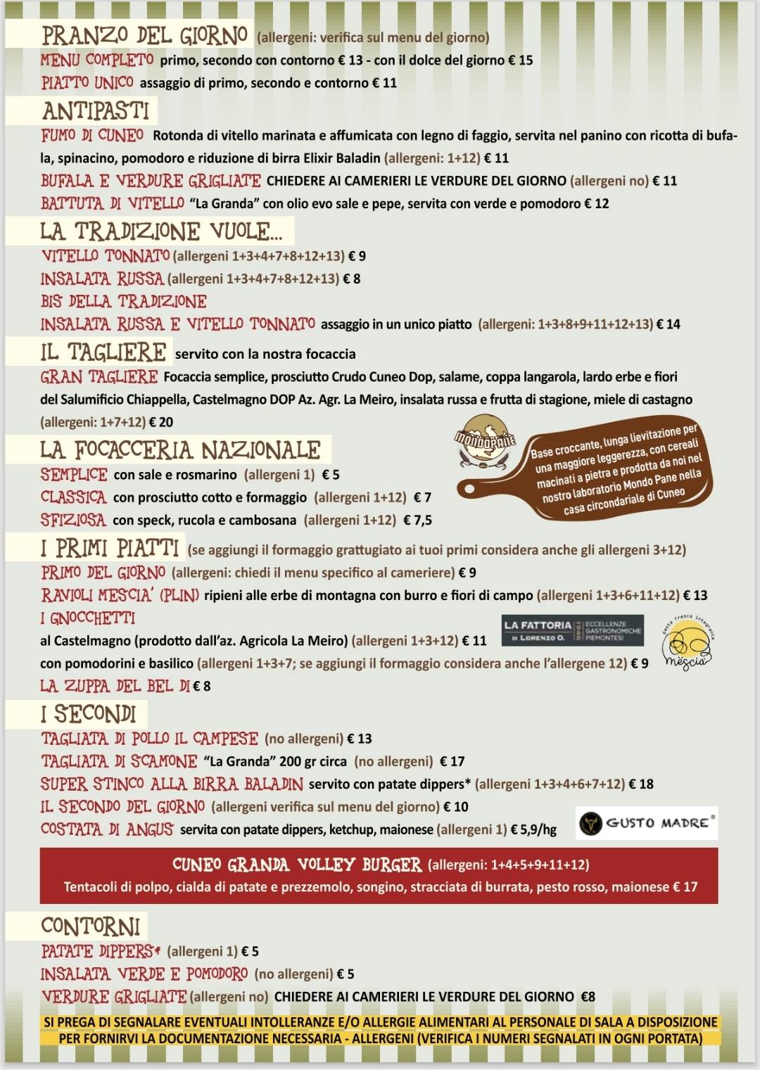 Menu di Open Baladin 