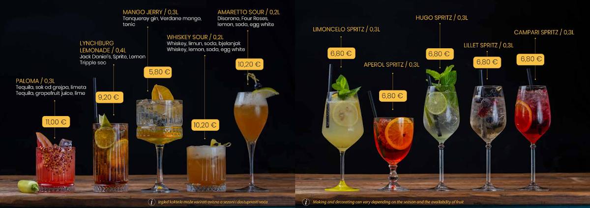 Menu di Paradajz club Malinska 