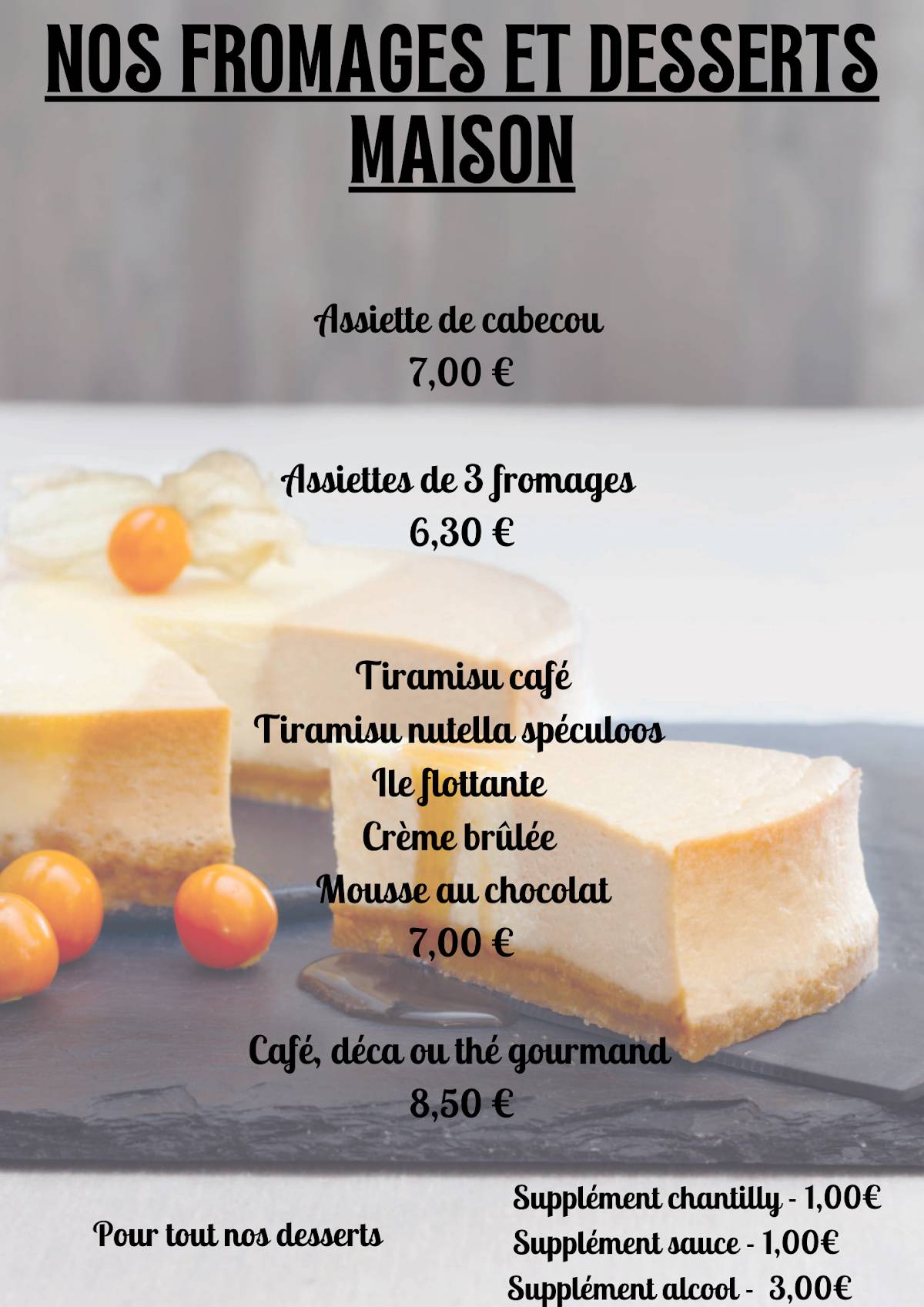 Menu de Piano Bar La Calèche