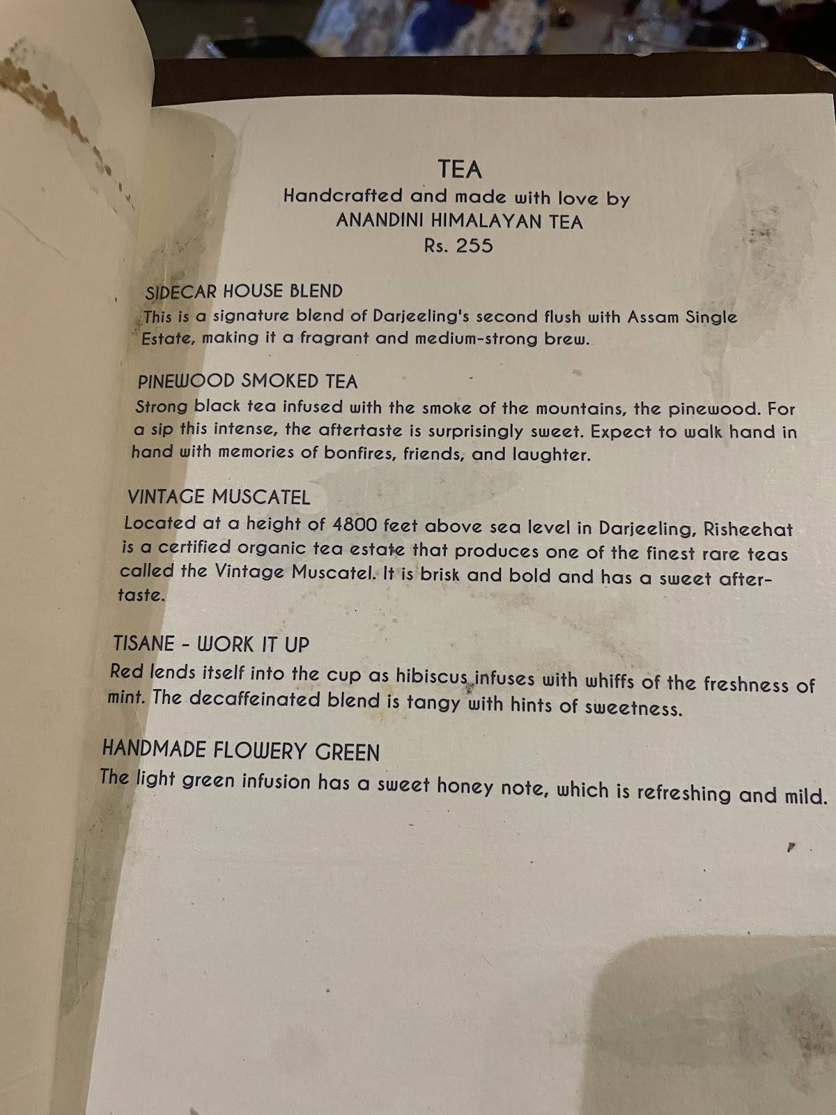 SIDECAR menu