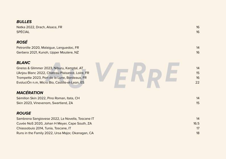 Menu de SUPERNAT