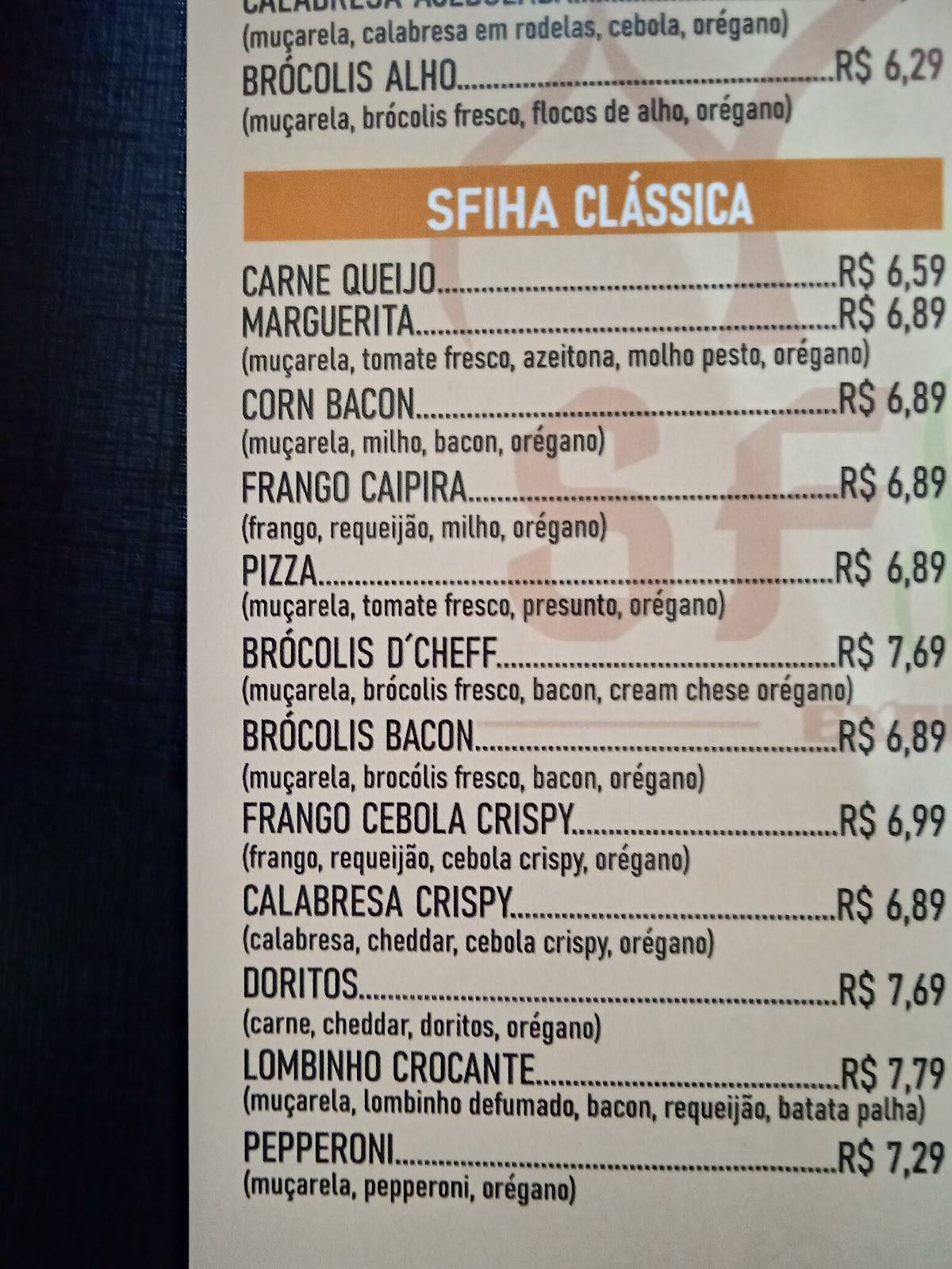 Sfiha Express cardápio