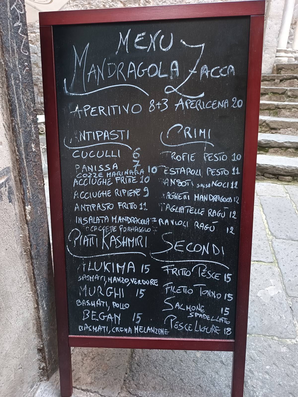 Menu di Taverna Zaccaria 