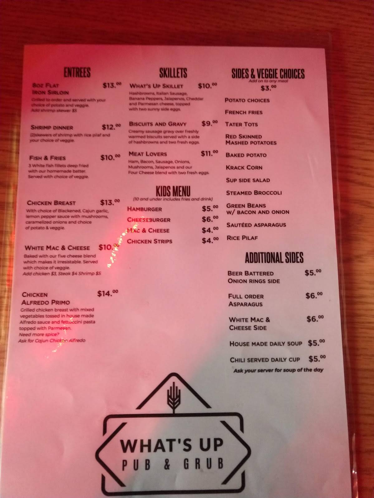 menu-at-what-s-up-pub-grub-fort-wayne