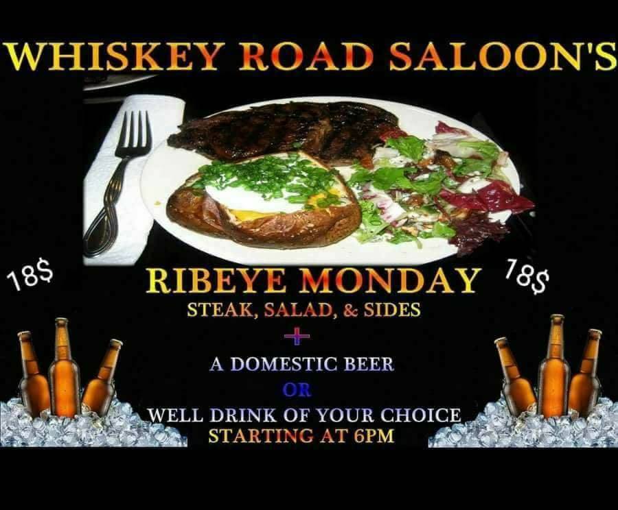 Menu at Whiskey Road Saloon pub & bar, Yuma