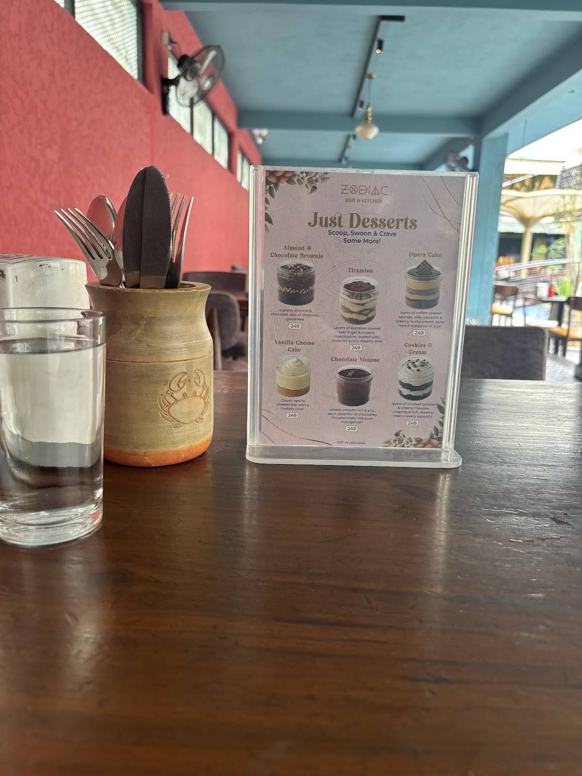 Zodiac Bar & Kitchen menu