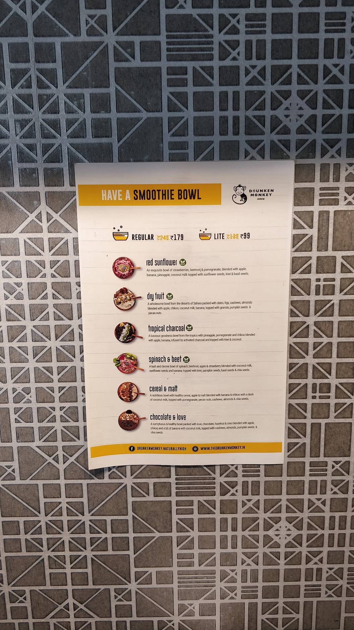 Drunken Monkey menu